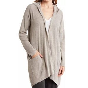 Barefoot Dreams CozyChic Ultra Lite Open-Front Hooded Knit Cardigan Size XL